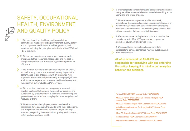 Safety, Occupational Health, Environment and Quality Policy